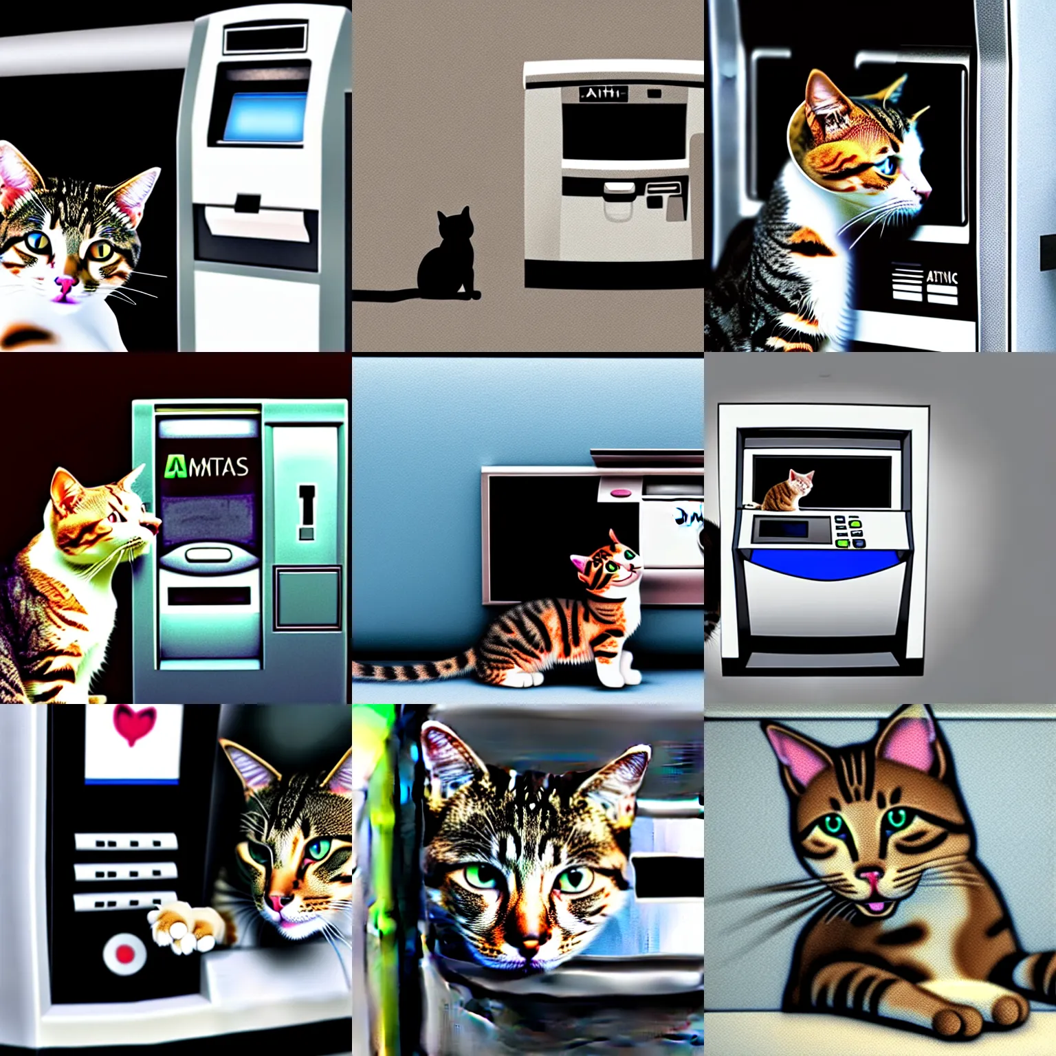 Prompt: atm machine eating a cat alive. hyperrealism