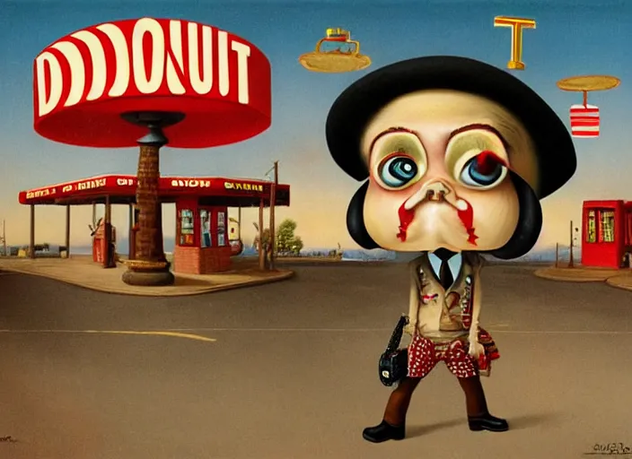 Image similar to the donut cop, lowbrow, matte painting, 3 - d highly detailed, in the style of mark ryden,