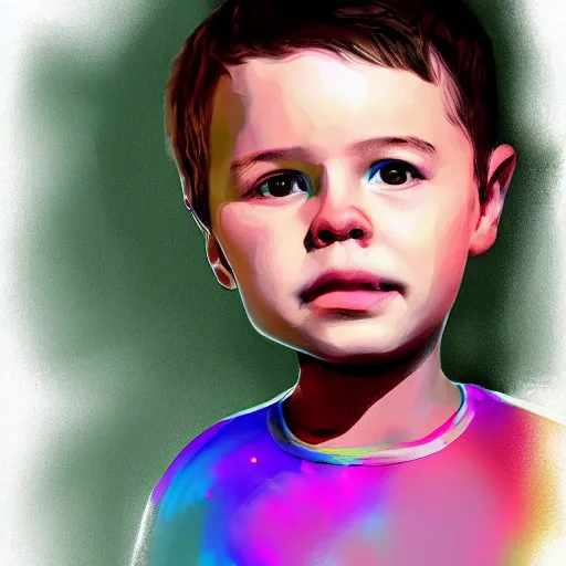 Prompt: kid with big head, digital painting, beautiful lighting
