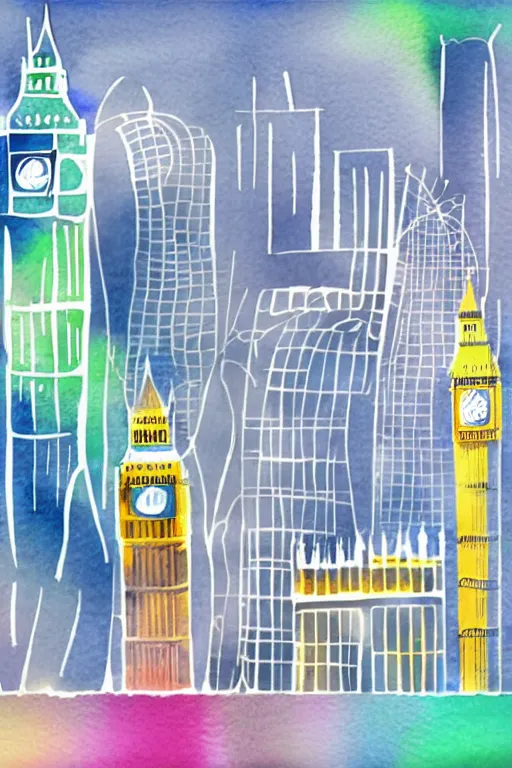 Image similar to minimalist watercolor art of london, illustration, vector art