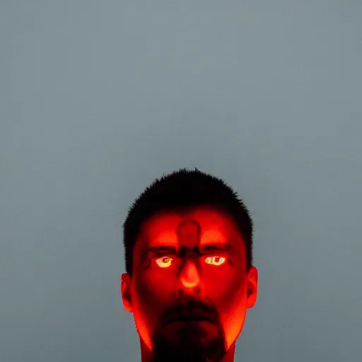 Image similar to a man with red glowing eyes