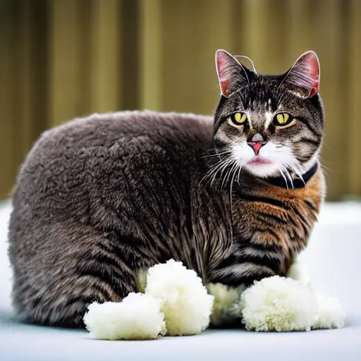 Prompt: photo of a hybrid between a cat and a sheep