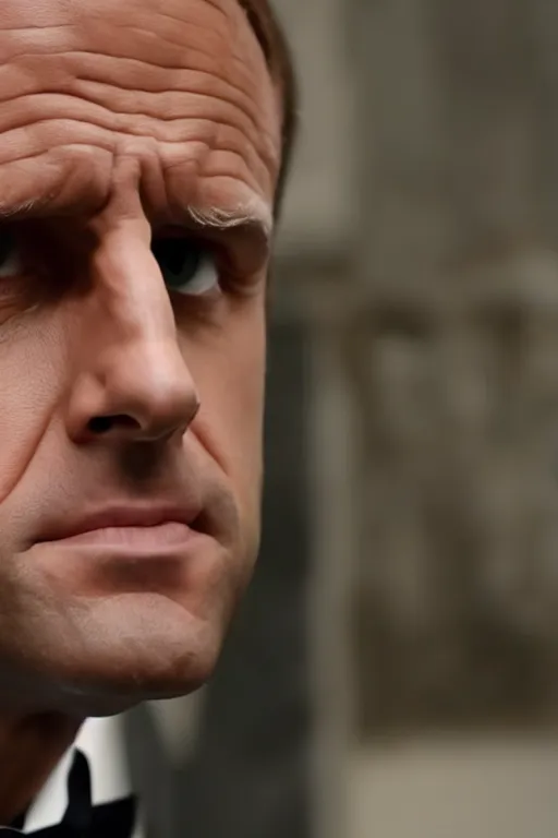 Prompt: [a still of Macron in the movie Star Wars, evil, 4k, HD, high quality]