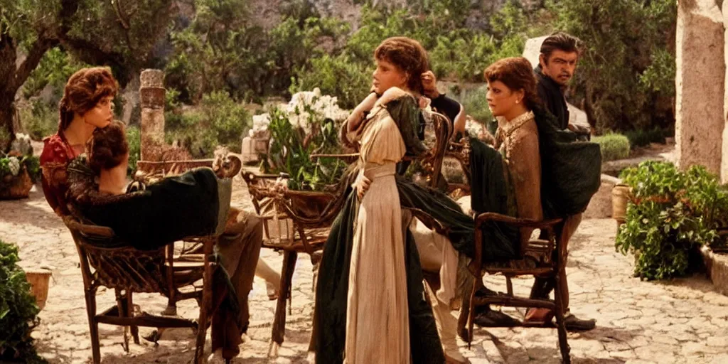 Image similar to a scene from the leopard by luchino visconti with burt lancaster and claudia cardinale set in sicily in the 1 9 th century. technicolor, masterpiece cinematic