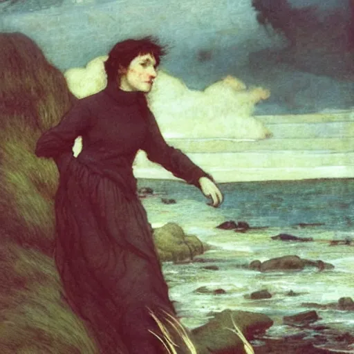 Prompt: wind kissed ( ( ( ( picture ) ) ) ), ashes, lament, by waterhouse, sendak