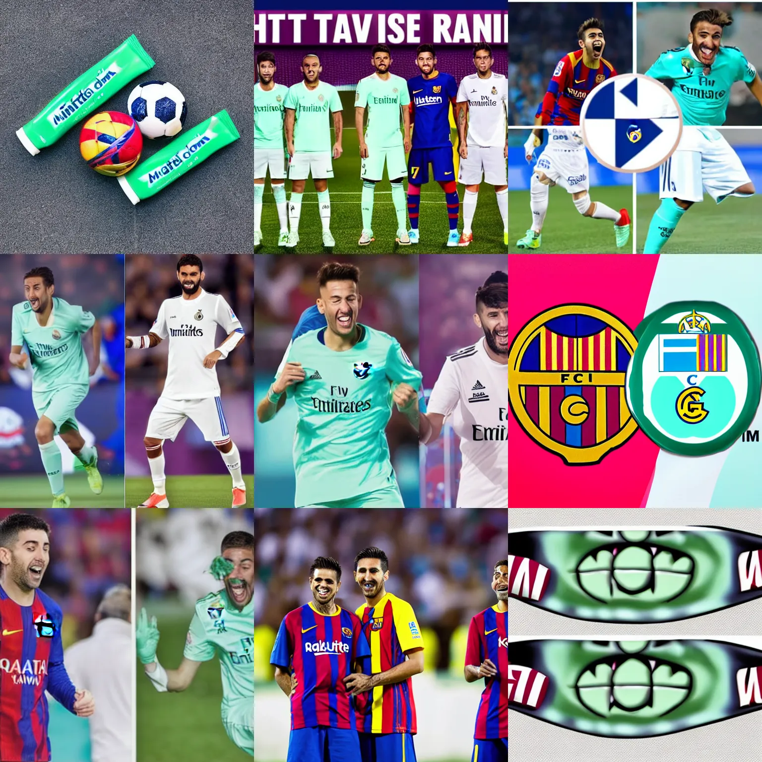 Prompt: mint toothpaste vs flavored tooth paste fc barcelona vs real madrid