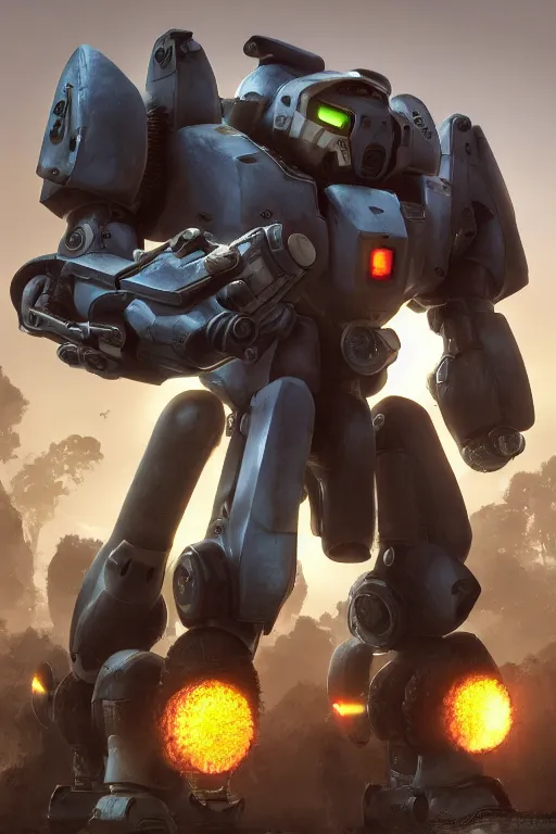 Image similar to mechwarrior 5 : mercenaries mech megaman transformer robot boss tank engine game octane render, 4 k, hd 2 0 2 2 3 d cgi rtx hdr style chrome reflexion glow fanart, global illumination ray tracing hdr fanart arstation by ian pesty by jesper ejsing pixar and disney unreal zbrush central hardmesh