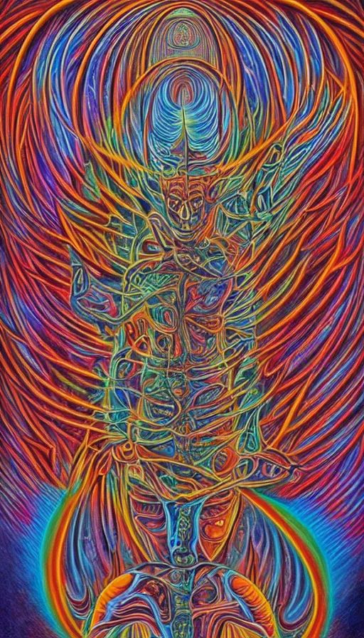 Prompt: Psytrance Artwork, by Alex Grey ,