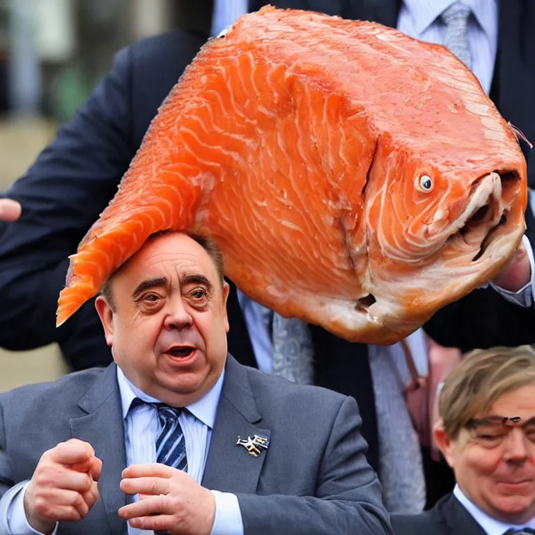 Image similar to alex salmond as a salmon