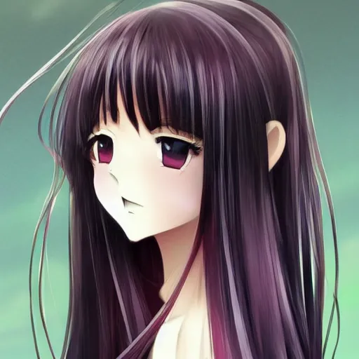 Image similar to a portrait of a beautiful anime girl, long hair