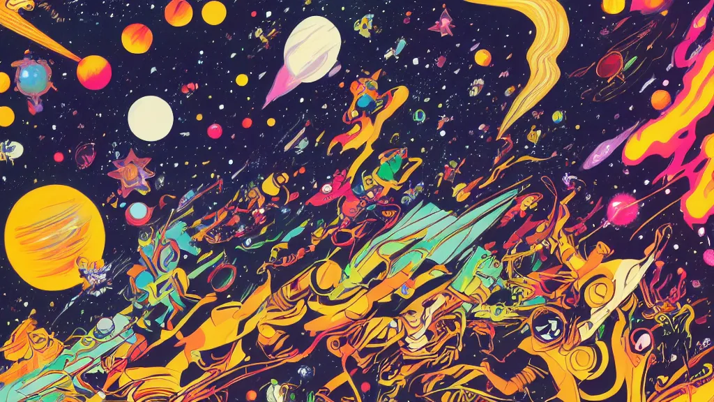 Image similar to deep space cosmos,twinkling distant stars, graphic novel style by Tomokazu Matsuyama,trending on artstation
