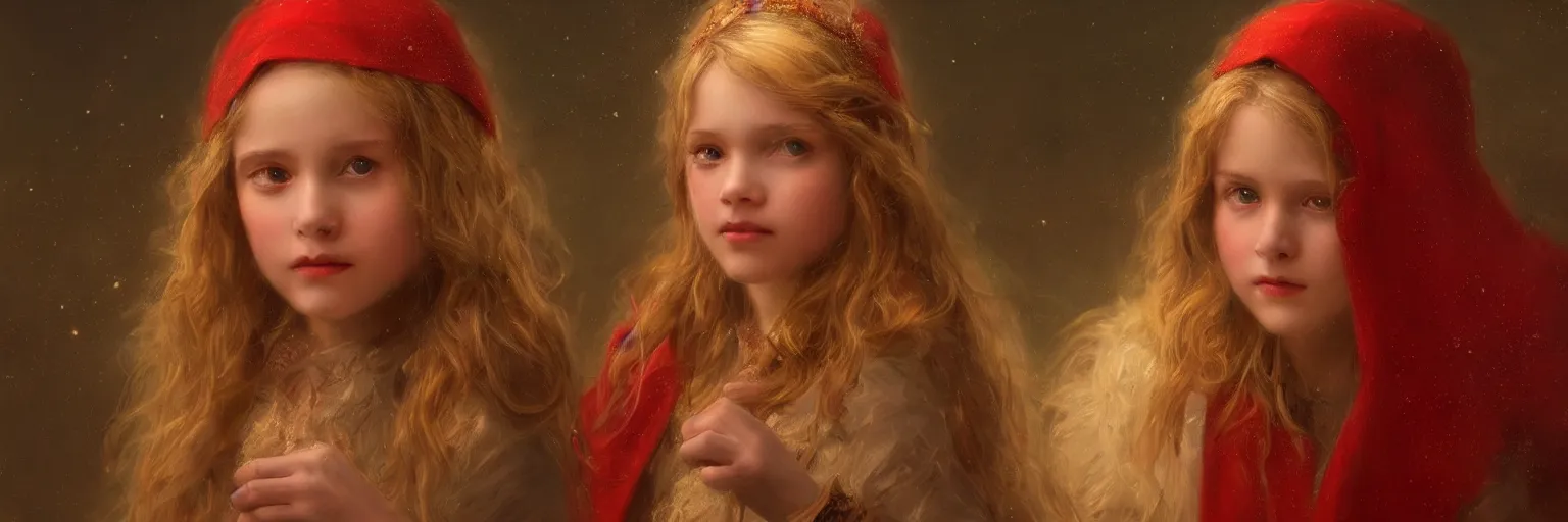 Prompt: portrait of a beautiful young girl wearing a red cloak in the nigh, extremely realistic and highly detailed painting by gaston bussiere and j. c. leyendecker 8 k, sharp focus, octane render, dramatic volumetric lighting and extremely realistic faces