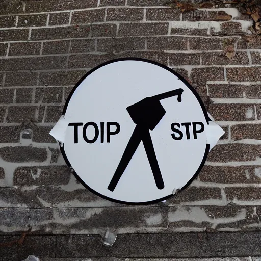 Image similar to stop sign spray painted on a wall