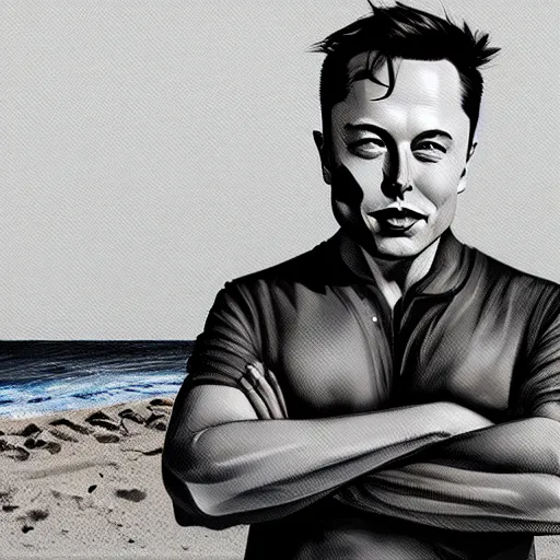 Prompt: elon musk chilling on the beach,digital art,detailed face,artstation,deviantart