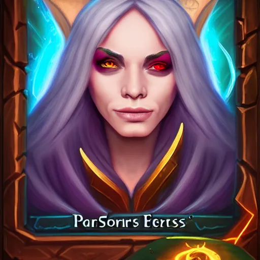 Prompt: Portrait of a sorceress, Hearthstone official trending art, exagerated accurate details, trending on MasterpieceStation in category 'Perfect eyes'