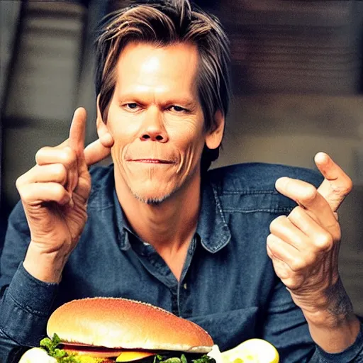 Image similar to kevin bacon inside a giant cheeseburger