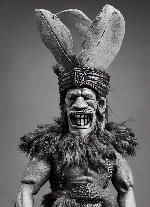 Prompt: 8 5 mm f 1. 8 photograph of a claymation mexican viking, highly detailed diorama, by erwin olaf and anton corbijn, smooth, sharp foccus, commercial photography, fashion shoot