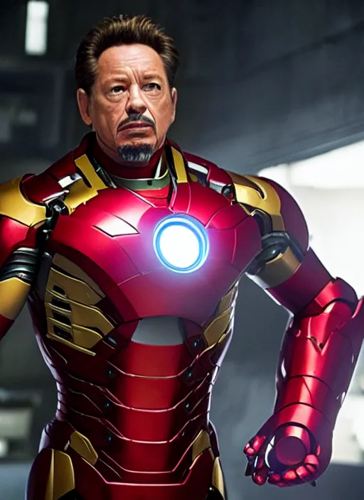 Prompt: movie still of mickey rourke as iron man, 4 k