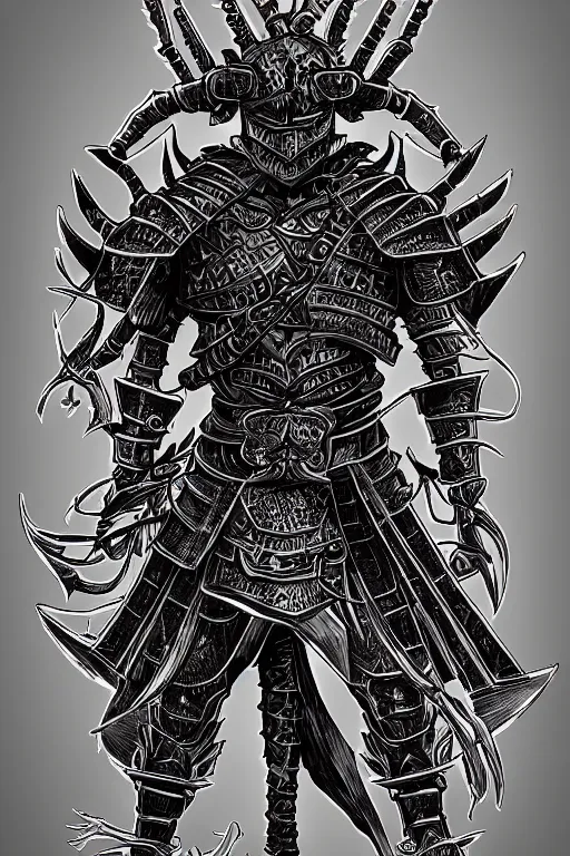 Image similar to human warrior, lobster themed armour, symmetrical, highly detailed, digital art, sharp focus, trending on art station, kentaro miura manga art style