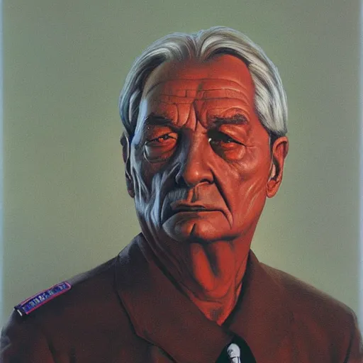 Image similar to Zdzisław Beksiński painting of Lt. Columbo