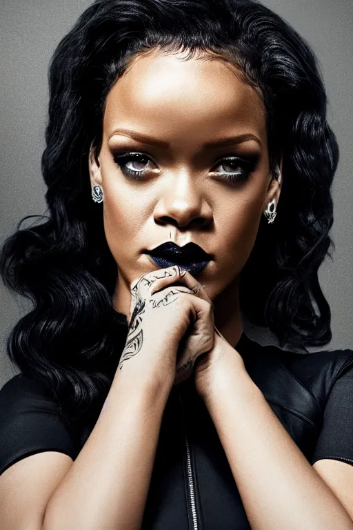 Prompt: rihanna as black widow in avengers, realistic portrait photography, very detailed face