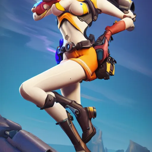 overwatch's tracer in a 1 9 5 0's pinup art,, Stable Diffusion