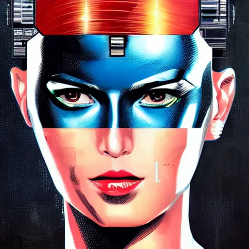 Image similar to portrait of a female android, by DC comics and Sandra Chevrier