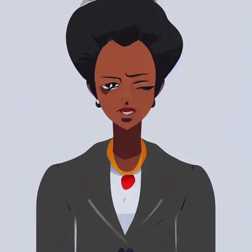 Image similar to 2 d character design, female lawyer, vector art, digital art, portrait, 4 k, 8 k, sharp focus, smooth, illustration, concept art, african american - c 1 5. 0