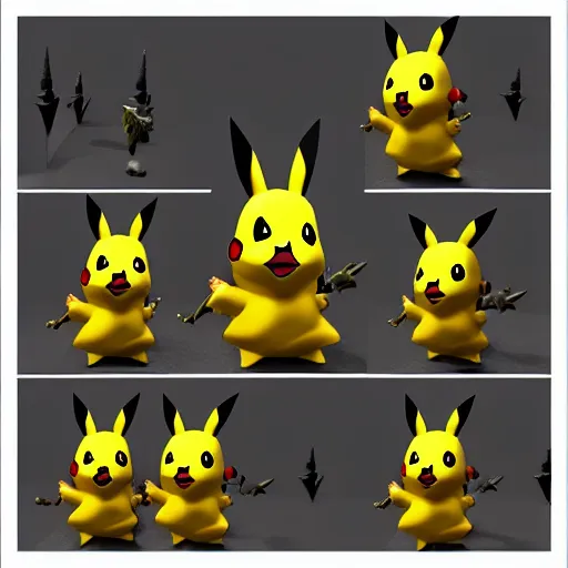 Image similar to 3 d pikachu, dark souls 3 style
