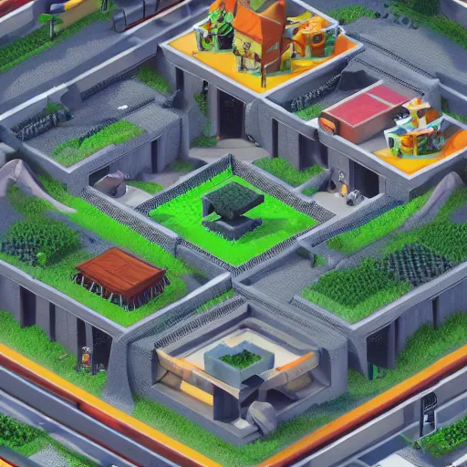 Image similar to isometric game level by style of supercell games, octane render, trending on artstation