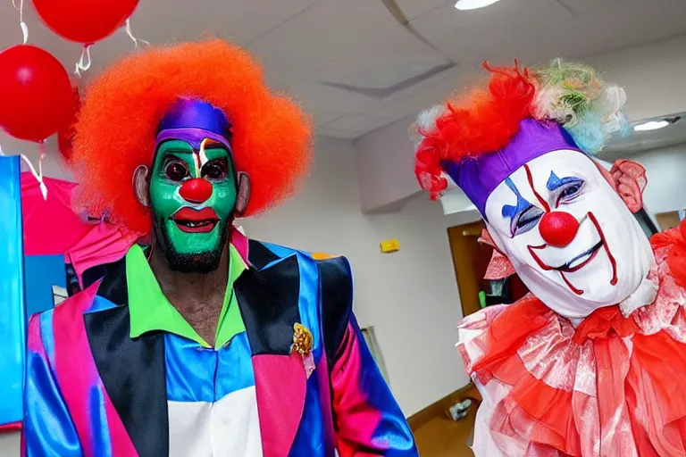 Image similar to r kelly dressed as clown in children hospital