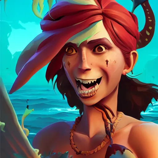 Image similar to jack the pirate mermaid on sea of thieves game avatar hero, behance hd by jesper ejsing, by rhads, makoto shinkai and lois van baarle, ilya kuvshinov, rossdraws global illumination