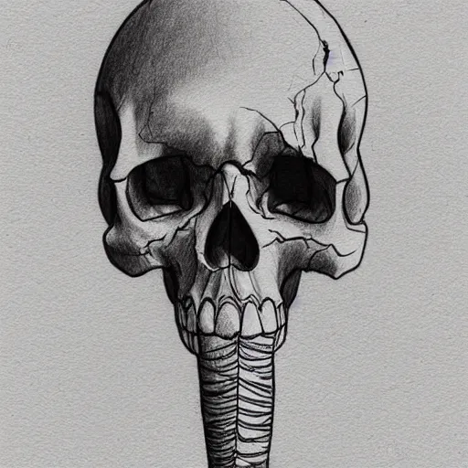 a black pen sketch of a skull in a desert, beginner,, Stable Diffusion