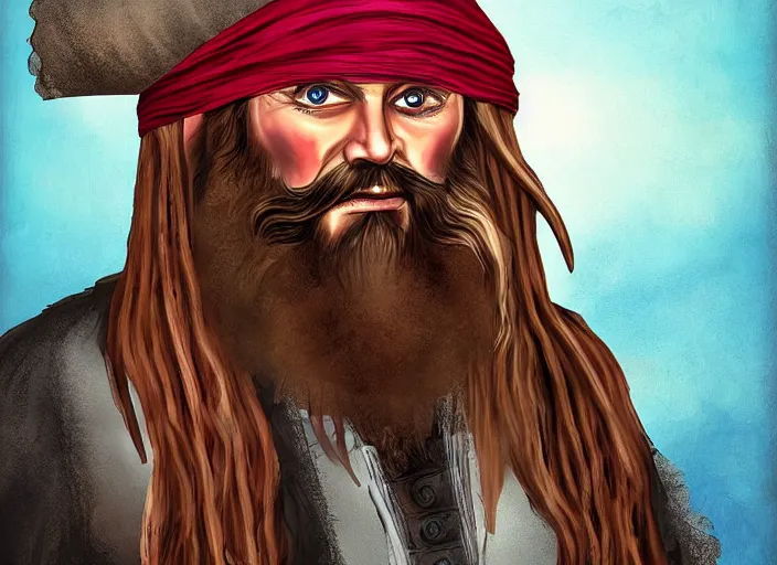 Image similar to a bearded pirate, digital art