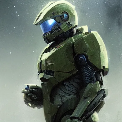 portrait of Master Chief crying, Greg Rutkowski, tragic | Stable ...