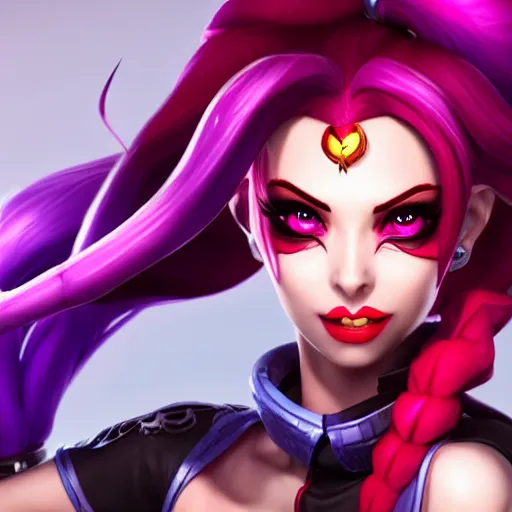 Image similar to Jinx from League of Legends, by Fortiche Studio, by Riot Games, Arcane from Netflix, unreal engine hauntingly beautiful character art,fine details, realistic shaded, fine-face, pretty face