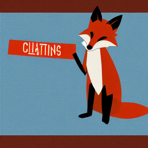 Image similar to a fox holding up a blank sign, digital art