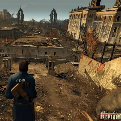 Image similar to vatican city in ruins post - nuclear war in fallout 4, in game screenshot