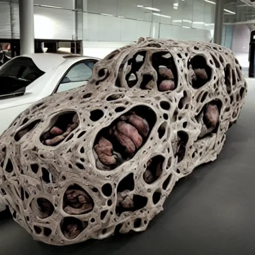 Image similar to an abstract car made out of body parts