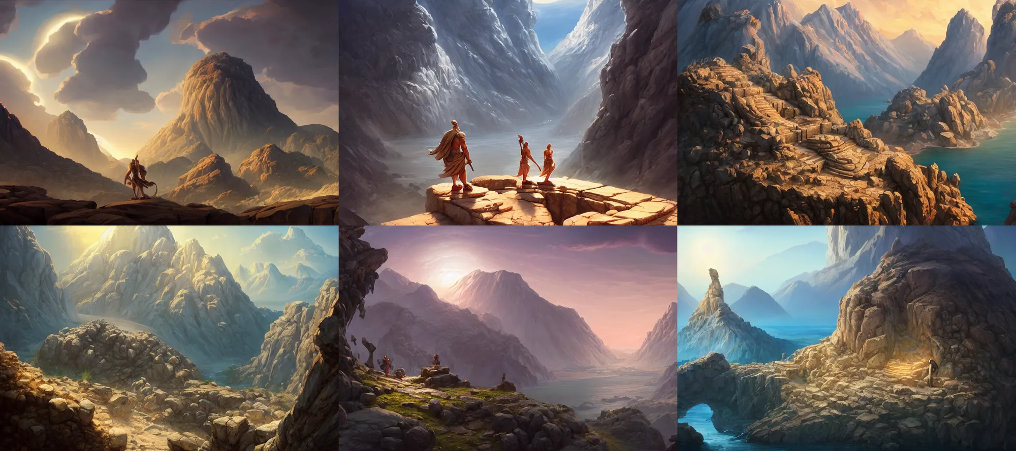 Prompt: mount of olympus, greek myth, cinematic lighting, concept art, smooth, sharp focus, highly detailed, render in unreal engine 5, artstation, deviantart, behance, trending, feng zhu, shaddy safadi, noah bradley, tyler edlin, jordan grimmer, darek zabrocki, neil blevins, tuomas korpi