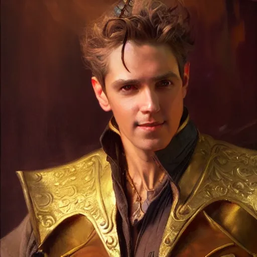 Prompt: stunning male master wizard posing with side chest, highly detailed painting by gaston bussiere, craig mullins, j. c. leyendecker, 8 k