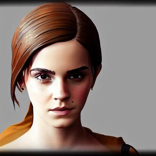 Image similar to textured film grain subsurface scattering fashion model face emma watson as a fortnite character cgsociety octane render unreal engine redshift render trending on artstation trending on artstation render blender behance cg superhero