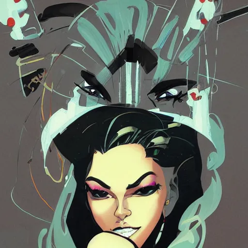 Image similar to highly detailed portrait of a punk young lady by Greg Tocchini and Cliff Chiang