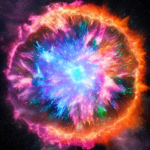 Prompt: colorful supernova, 3 d render