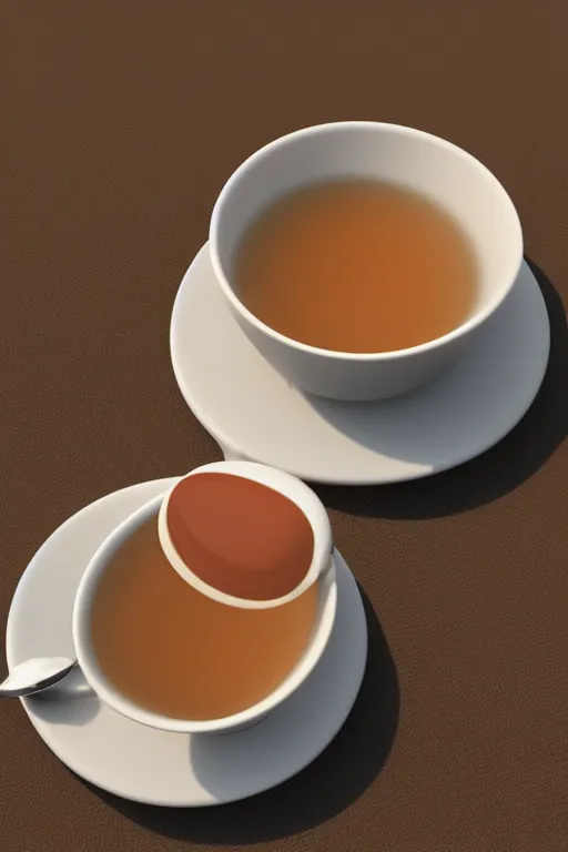 Image similar to a cup of tea inside a spoon non realistic render blender 3 d