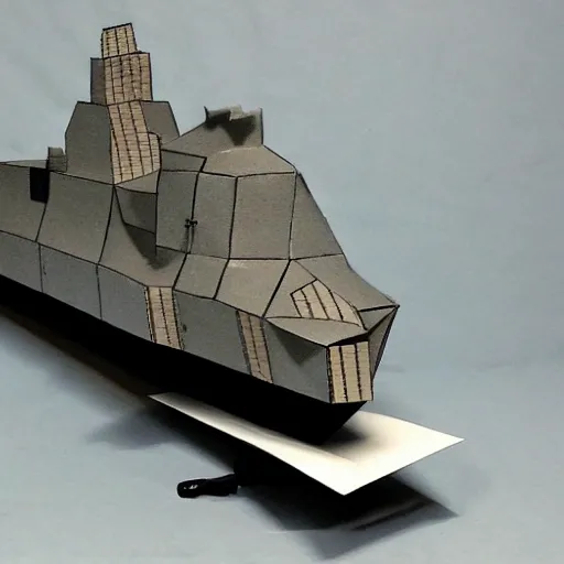 Prompt: Papercraft battleship