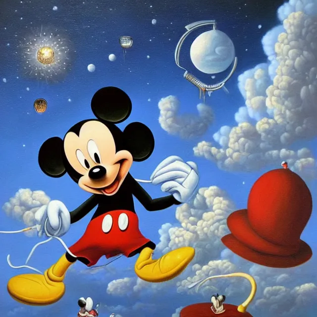 an oil on canvas portrait painting of mickey mouse, | Stable Diffusion ...