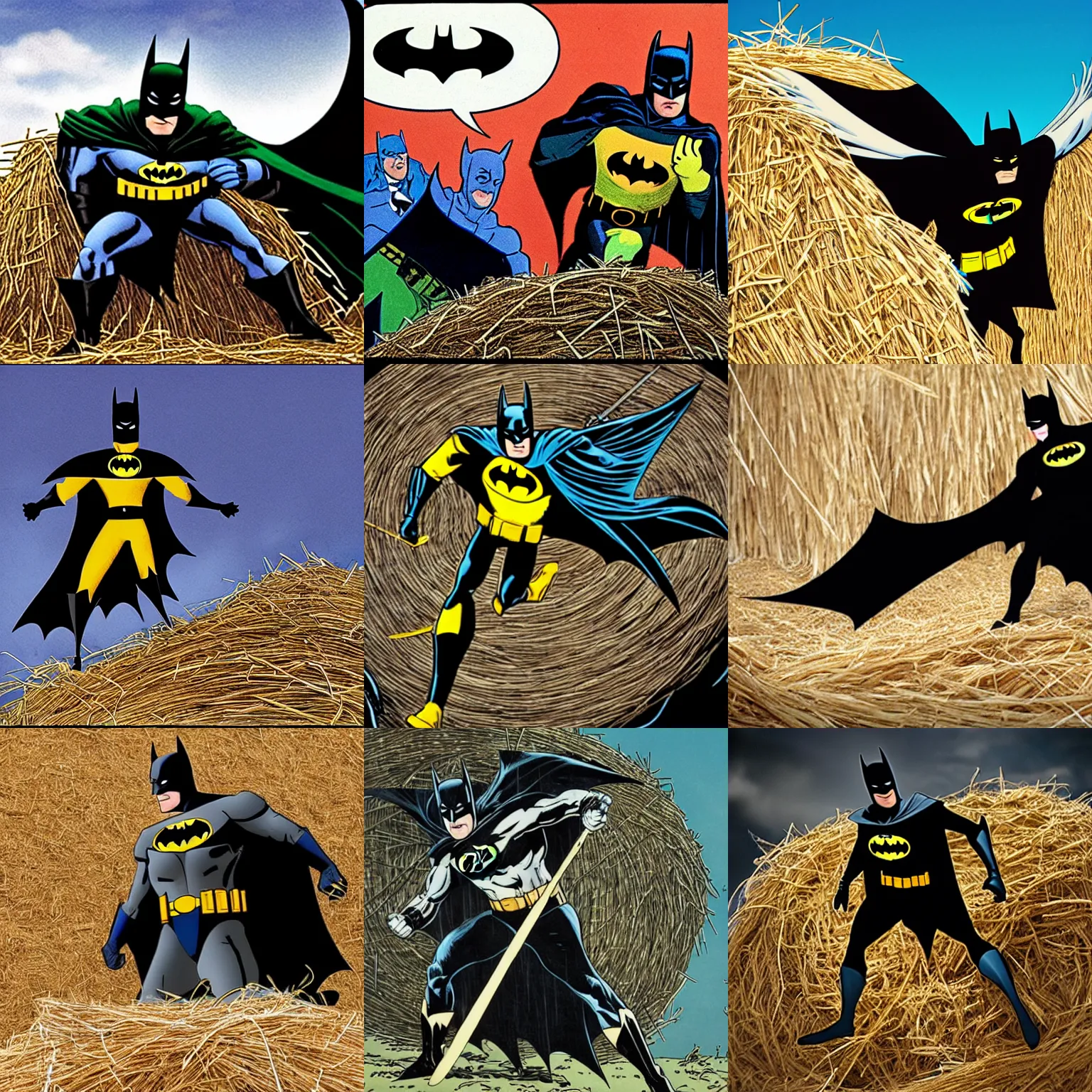 Prompt: Batman finding a needle in a haystack
