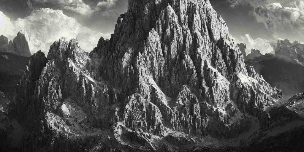 Prompt: photography of a mountain getting destroyed by roots, dolomites, alpine, detailed intricate insanely detailed octane render, 8k artistic 1920s photography, photorealistic, chiaroscuro, by David Cronenberg, Raphael, Caravaggio