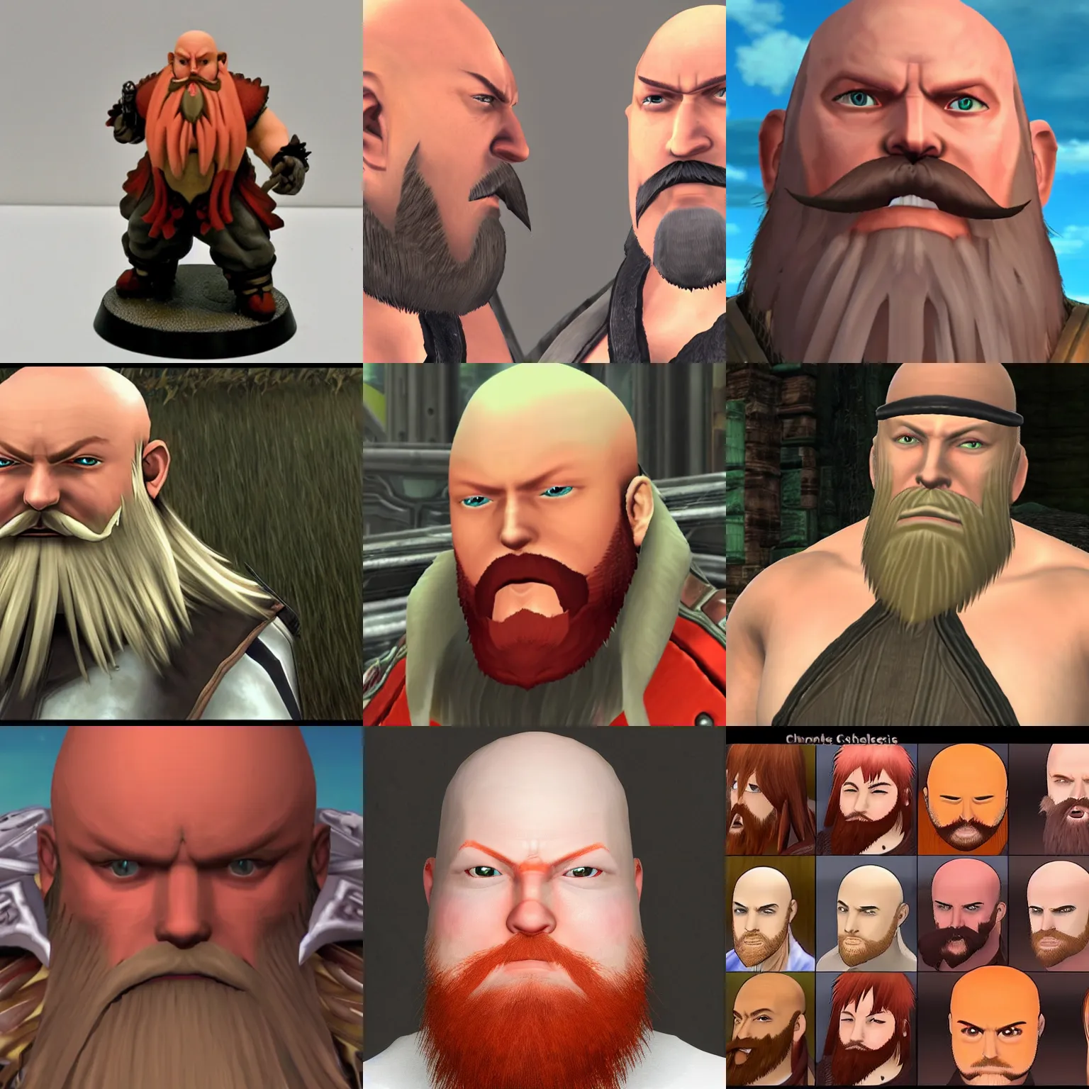 Prompt: angriestpat in xenoblade chronicles, bald with orange beard